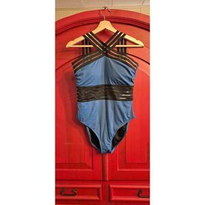 NWT Hilor Size L 10 12 Sexy Criss Cross Straps Bathing Suit One Piece Full Cover